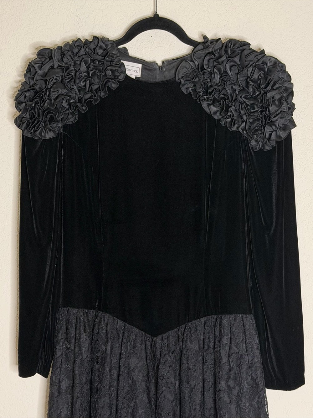 VTG Jessica McClintock Black Velvet Lace
Drop Waist Evening Dress Sz 12 Like New